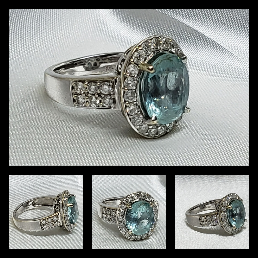 No longer avail. Pariaba & Diamond 18K White  Ring!Appraised $5400. See Video!!! - Picture 7 of 9